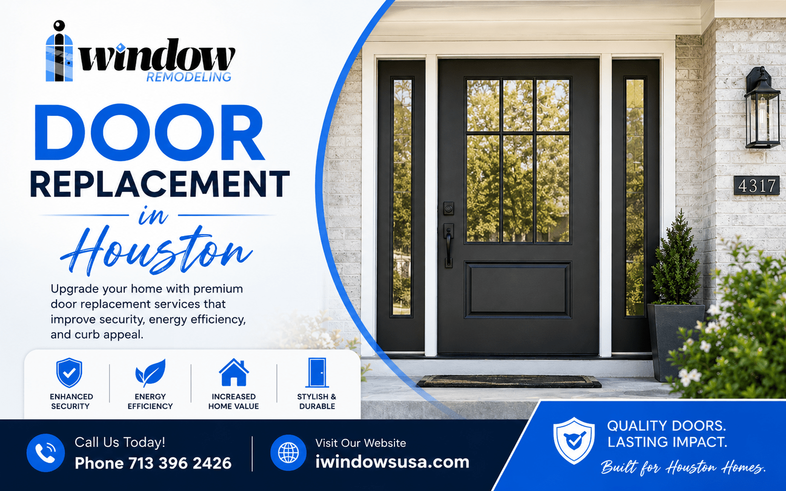 Door Replacement in Houston: A Complete Breakdown of Materials for Safety and Curb Appeal